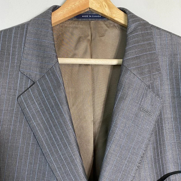 Cremieux Collection Wool Sport Coat Men's 48L Ing Loro Piana Pinstripe Gray Blue - Picture 7 of 16